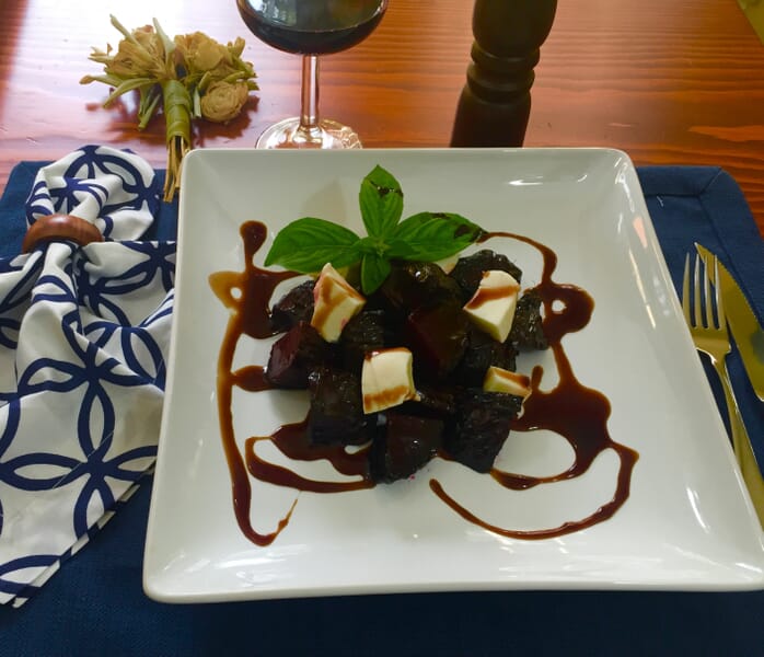 Roasted Beets with Fresh Mozzarella and Balsamic Reduction
