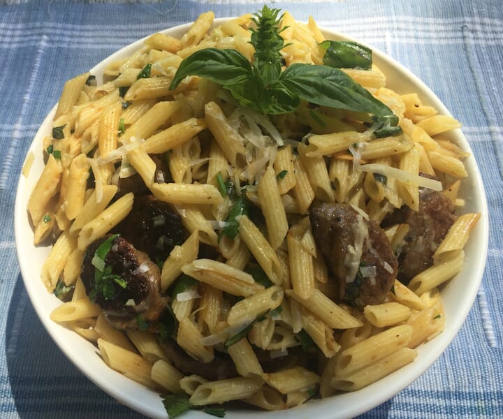 Pasta with Sausage, Olive Oil, Garlic and Fresh Herbs