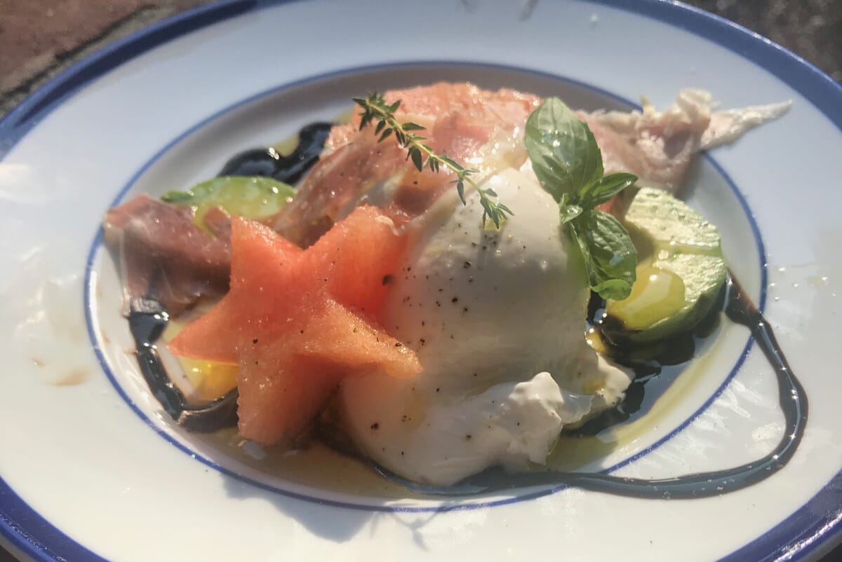 Buratta with Watermelon and Prosciutto