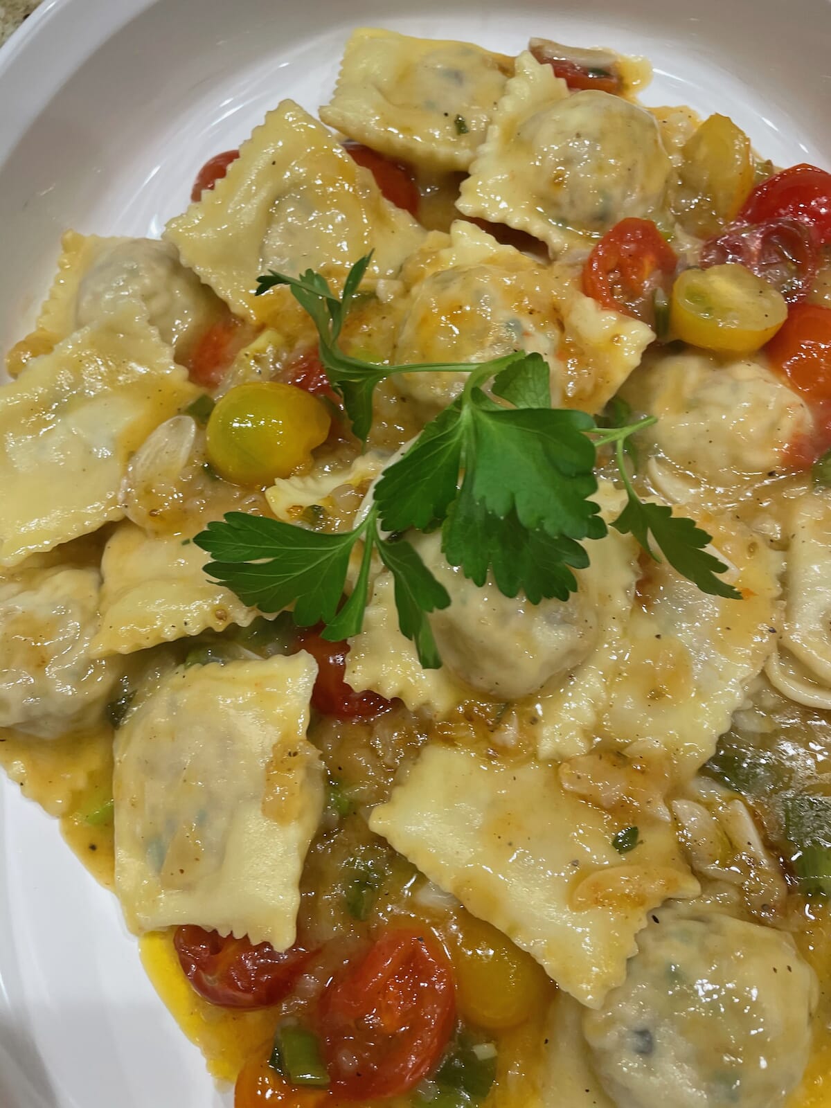Chicken Cheese Ravioli In A Light Savory Herb Sauce