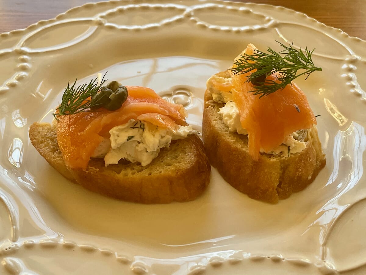 Smoked Salmon Cream Cheese Bruschetta