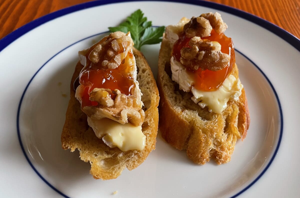 Walnut, Apricot and Brie Crostini